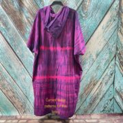 Handmade Tie-Dye Cotton Maxi Duster: Boho Kimono Cape with Hood - Image 5