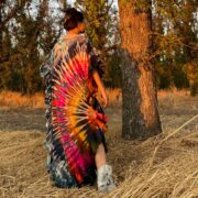 Handmade Boho Tie-Dye Cotton Kaftan – Ruffle Trim Maxi Dress | Ema - Image 6