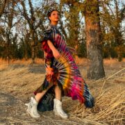 Handmade Boho Tie-Dye Cotton Kaftan – Ruffle Trim Maxi Dress | Ema - Image 10