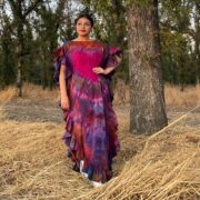 Handmade Boho Tie-Dye Cotton Maxi Dress – Festival Kaftan | Ema - Image 2