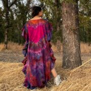 Handmade Boho Tie-Dye Cotton Maxi Dress – Festival Kaftan | Ema - Image 7