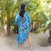 Hand-Tie-Dye Fringe Kaftan – Boho Festival Poncho & Kimono Tunic Dress | Arlo - Image 3