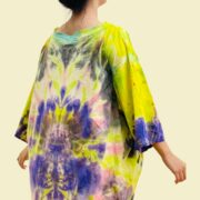 Handmade Tie-Dye Tunic Dress – Plus Size Boho Kaftan, Electric Wave Galaxy - Image 7