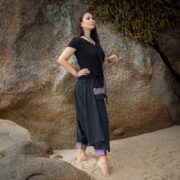 Stonewashed Black Cotton Harem Pants – Handmade Boho Festival Trousers | Paloma - Image 2