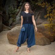 Handmade Cotton Harem Pants: Boho Festival Style, Elastic Waist - Paloma