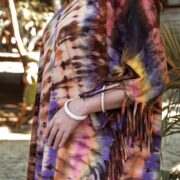 Plus Size Tie-Dye Fringe Kaftan – Handmade Boho Cotton Tunic Dress 1X–3X | Arlo - Image 8