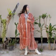 Handmade Crochet Embroidered Cotton Kimono Duster: Boho Resort Wear - Isa