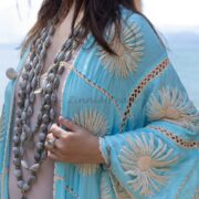 Handmade Floral Embroidered Crochet Cotton Kimono Duster - Flora - Image 6