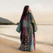 Hand Quilted Patchwork Cotton Kimono Duster Coat - Shobu - Image 3