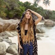 Hand Tie-Dyed Cotton Maxi Hoodie Duster: Beach Kimono Coverup - Kayla - Image 4