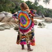 Hand Tie-Dye Kimono Duster: Plus Size Boho Cotton Cardigan - Yuma - Image 3