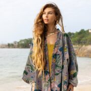 Mai Long Velvet Jacket Kimono Duster Handmade Printed Cotton Velvet Autumn Winter Spring Special Gift Holiday Classic Elegant Plus Size - Image 4