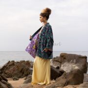 Lilac Bloom Cotton Velvet Kimono Jacket: Plus Size Boho Wear - Mei - Image 2