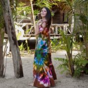 Handmade Tie-Dye Cotton Maxi Dress: Boho Festival Resort Wear - Zora - Image 2