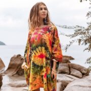 Tie-Dye Boho Tunic Dress: Plus Size Cotton Caftan - Galaxy - Image 4