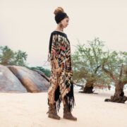 Tie-Dye Kaftan Maxi Dress: Boho Festival Poncho with Fringe - Arlo - Image 2