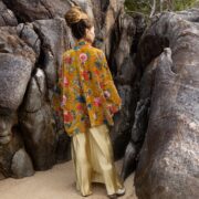 Plus Size Velvet Kimono Jacket – Handmade Boho Chic Golden Foliage Coat for Winter, Weddings & Special Occasions | Mei by ZinniaPearl - Image 3