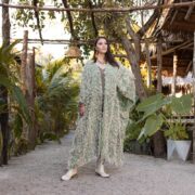 Handmade Crochet Embroidered Cotton Kimono Duster: Boho Resort Wear - Isa