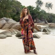 Hand Tie-Dye Kimono Duster: Boho Festival Cotton Cardigan, Plus Size - Yuma