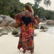 Hand Tie-Dye Kimono Duster: Boho Festival Cotton Cardigan, Plus Size - Yuma - Image 3