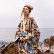 Boho Embroidered Cotton Kimono Jacket: Vintage Floral Design, Plus Size - Mari - Image 4