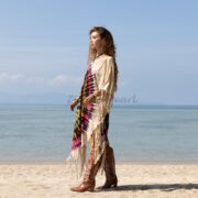 Hand-Tiedye Cotton Poncho: Arlo Fringe Boho Cover-Up - Arlo - Image 2