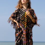 Hand-Tiedye Cotton Fringe Poncho: Relaxed Boho Cover-Up - Arlo - Image 4