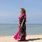 Hand Tie Dye Maxi Kaftan Dress: Boho Festival Cotton Jersey - Ema - Image 2