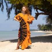 Hand Tie Dye Maxi Kaftan Dress: Jersey Cotton Boho Festival Style - Ema