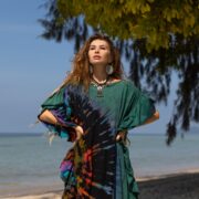 Handmade Tie Dye Maxi Kaftan Dress: Boho Festival Cotton Cover Up - Ema - Image 4