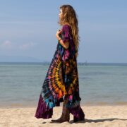 Hand Tie Dye Maxi Kaftan Dress: Boho Festival Jersey Cotton - Ema - Image 2