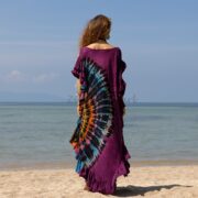 Hand Tie Dye Maxi Kaftan Dress: Boho Festival Jersey Cotton - Ema - Image 3