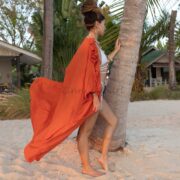 Boho Ruffled Maxi Duster Kimono: Raw Cotton Beach Cover-Up - Avalon - Image 2