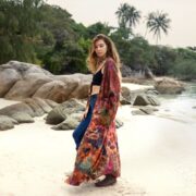 Hand Tie-Dye Kimono Duster: Boho Festival Cotton Cardigan, Plus Size - Yuma - Image 2