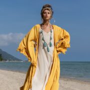 Handcrafted Cotton Kimono Duster: Ruffled Boho Coverup, Plus Size - Kara - Image 4