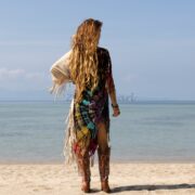 Hand-Tiedye Cotton Poncho: Arlo Fringe Boho Cover-Up - Arlo - Image 3