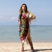 Hand-Tiedye Cotton Poncho: Arlo Fringe Boho Cover-Up - Arlo