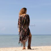 Hand-Tiedye Cotton Fringe Poncho: Relaxed Boho Cover-Up - Arlo - Image 3