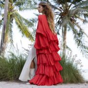 Boho Ruffled Raw Cotton Kimono: Handcrafted Bali Duster - Image 2