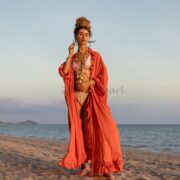 Boho Ruffled Cotton Duster Kimono: Festival Beach Cover-Up (One Size) - Yasmin