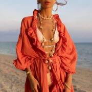 Boho Ruffled Cotton Duster Kimono: Festival Beach Cover-Up (One Size) - Yasmin - Image 6