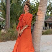 Boho Ruffled Maxi Duster Kimono: Raw Cotton Beach Cover-Up - Avalon - Image 3