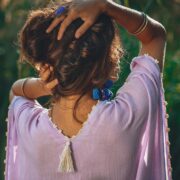 Handmade Cotton Kaftan Maxi Dress: Embroidered Crochet Tunic Top - Oceano - Image 6