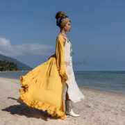 Handcrafted Cotton Kimono Duster: Ruffled Boho Coverup, Plus Size - Kara - Image 2