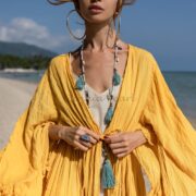 Handcrafted Cotton Kimono Duster: Ruffled Boho Coverup, Plus Size - Kara - Image 6