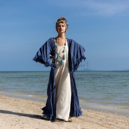 Handcrafted Cotton Kimono: Ruffled Boho Coverup, Plus Size Inclusive - Kara