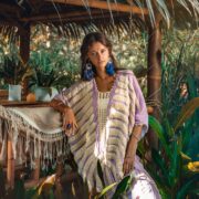 Handmade Cotton Kaftan Maxi Dress: Embroidered Crochet Tunic Top - Oceano - Image 2