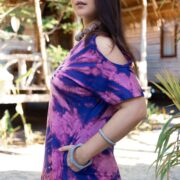 Handmade Tie-Dye Cotton Maxi Dress: Boho Resort Ruffle Hem - Bailey - Image 4