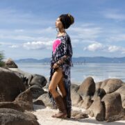 Express Your Boho Spirit with our ARLO Festival Poncho Tunic Dress. Inclusive Sizing from One Size to 3X, Hand-Tiedye Fringe Kaftan - Image 2