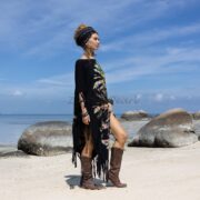 Arlo Tie-Dye Poncho Dress: Boho Fringe Cover-Up - Image 2